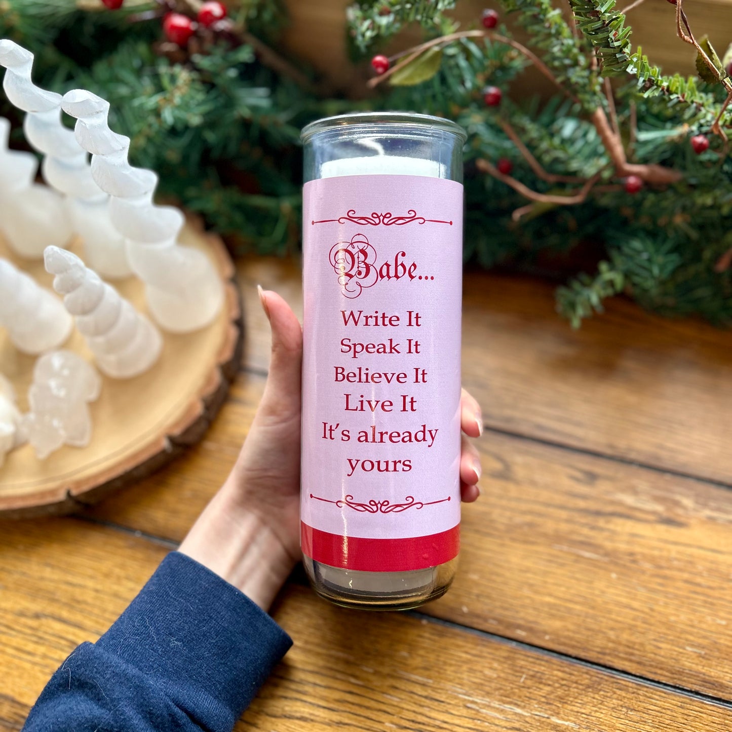 Candle Manifest That Shit Scentless Candle Pink