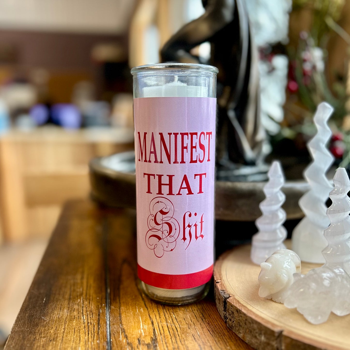 Candle Manifest That Shit Scentless Candle Pink