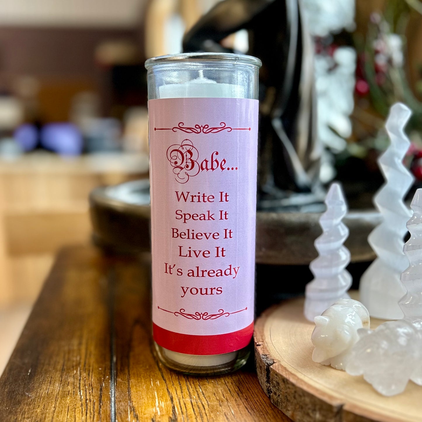 Candle Manifest That Shit Scentless Candle Pink