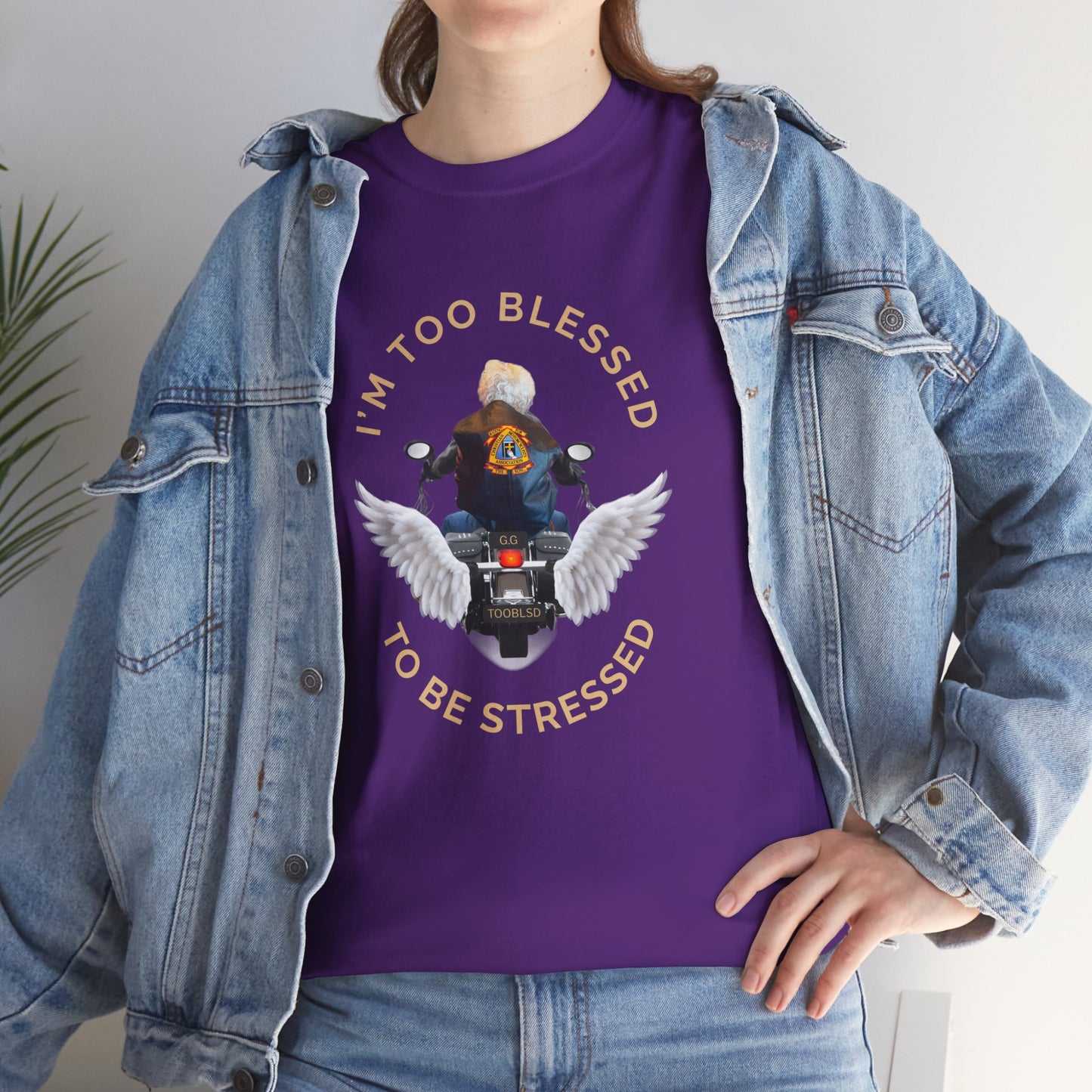 G.G Too Blessed to Be Stressed Motorcycle T‑Shirt