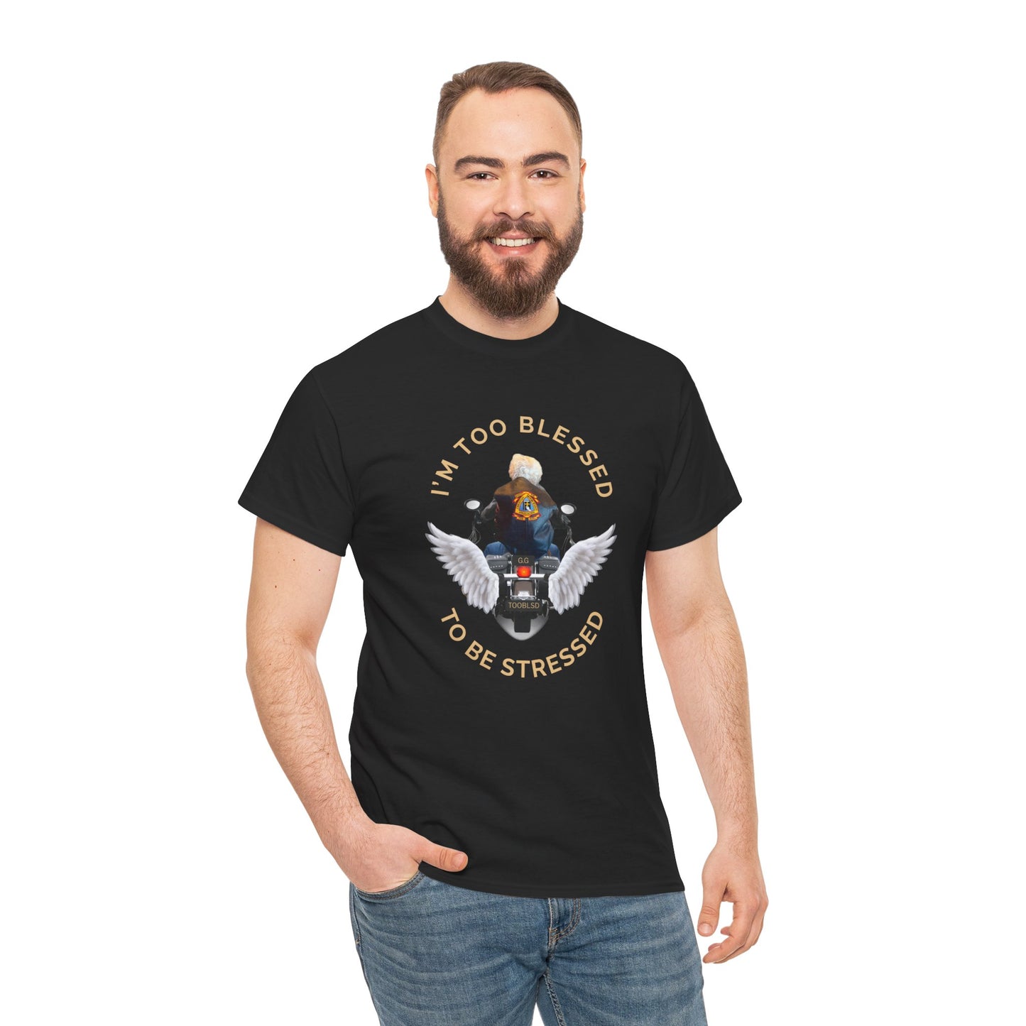 G.G Too Blessed to Be Stressed Motorcycle T‑Shirt