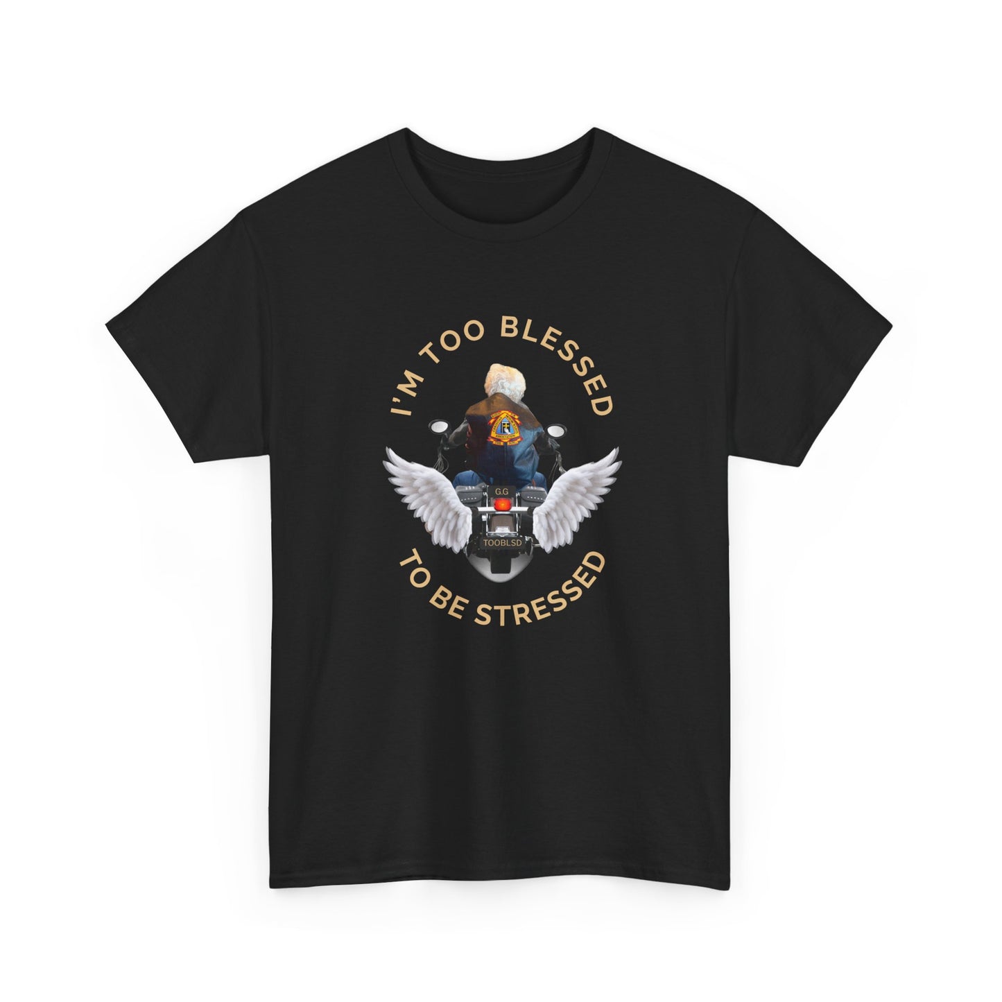 G.G Too Blessed to Be Stressed Motorcycle T‑Shirt