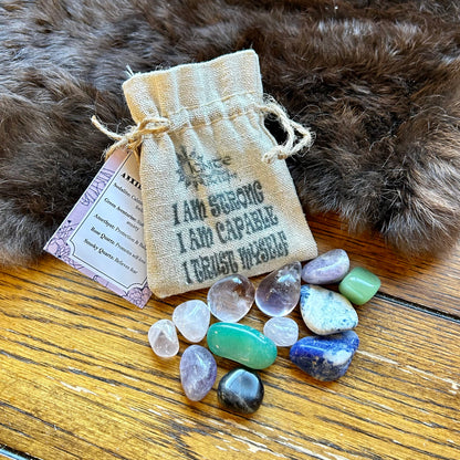 Anxiety & Stress Crystal Affirmation Bag - Ignite the light / Alberta Laser Engraving
