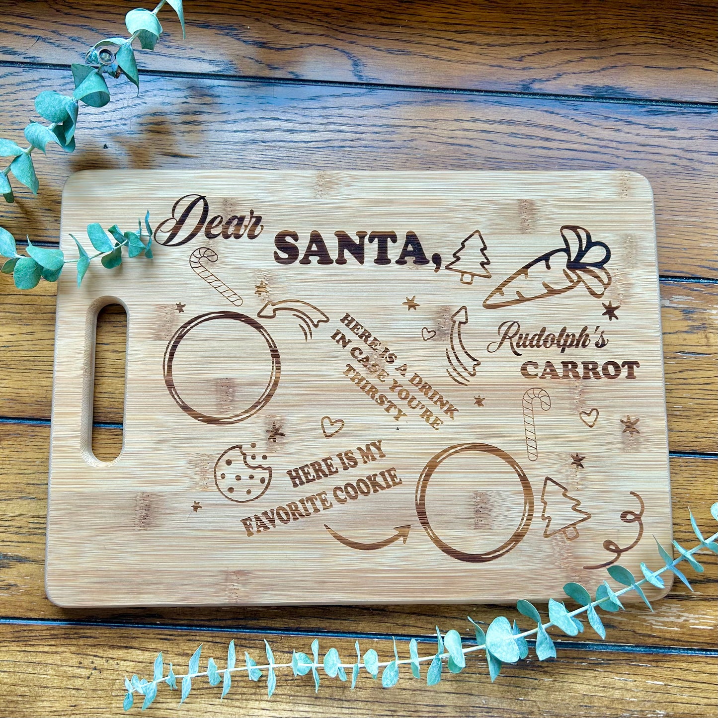 Dear Santa Drink and Cookie Board | Festive 13.75x9.75 Christmas Tray | Made-to-Order Holiday Decor for Memorable Celebrations