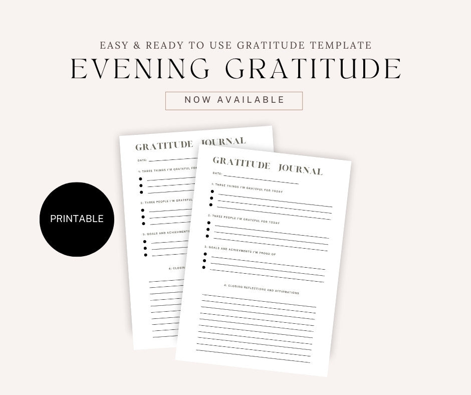Evening Gratitude Journal Printable A5 Journal Page - Ignite the light / Alberta Laser Engraving
