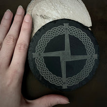 Load image into Gallery viewer, Brigid&#39;s Cross Slate Altar Tile - North Witch Magick Co.
