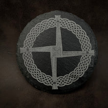 Load image into Gallery viewer, Brigid&#39;s Cross Slate Altar Tile - North Witch Magick Co.

